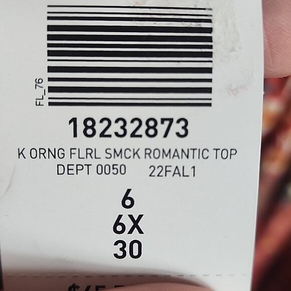 Torrid 6X Orange Floral Smocked Romantic Top, NWT - Picture 5 of 7